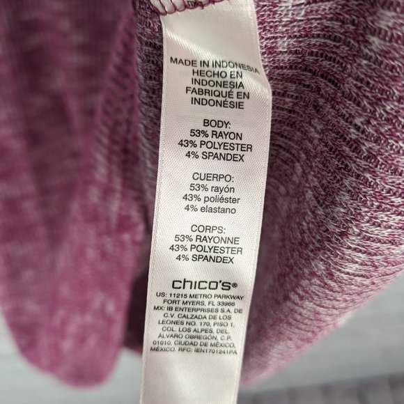 Chico's Blouse Womens Size 2 Red Rayon Blend 3/4 Sleeve Waffle Knit Stretch Top - Picture 10 of 10